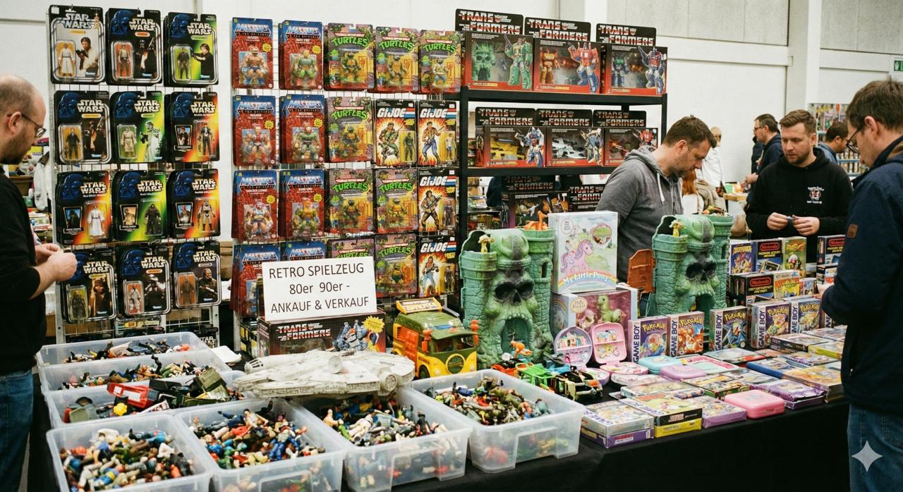 Retro-Spielzeug der 80er und 90er Jahre – Actionfiguren und Sammlerstücke auf einer Spielzeugbörse