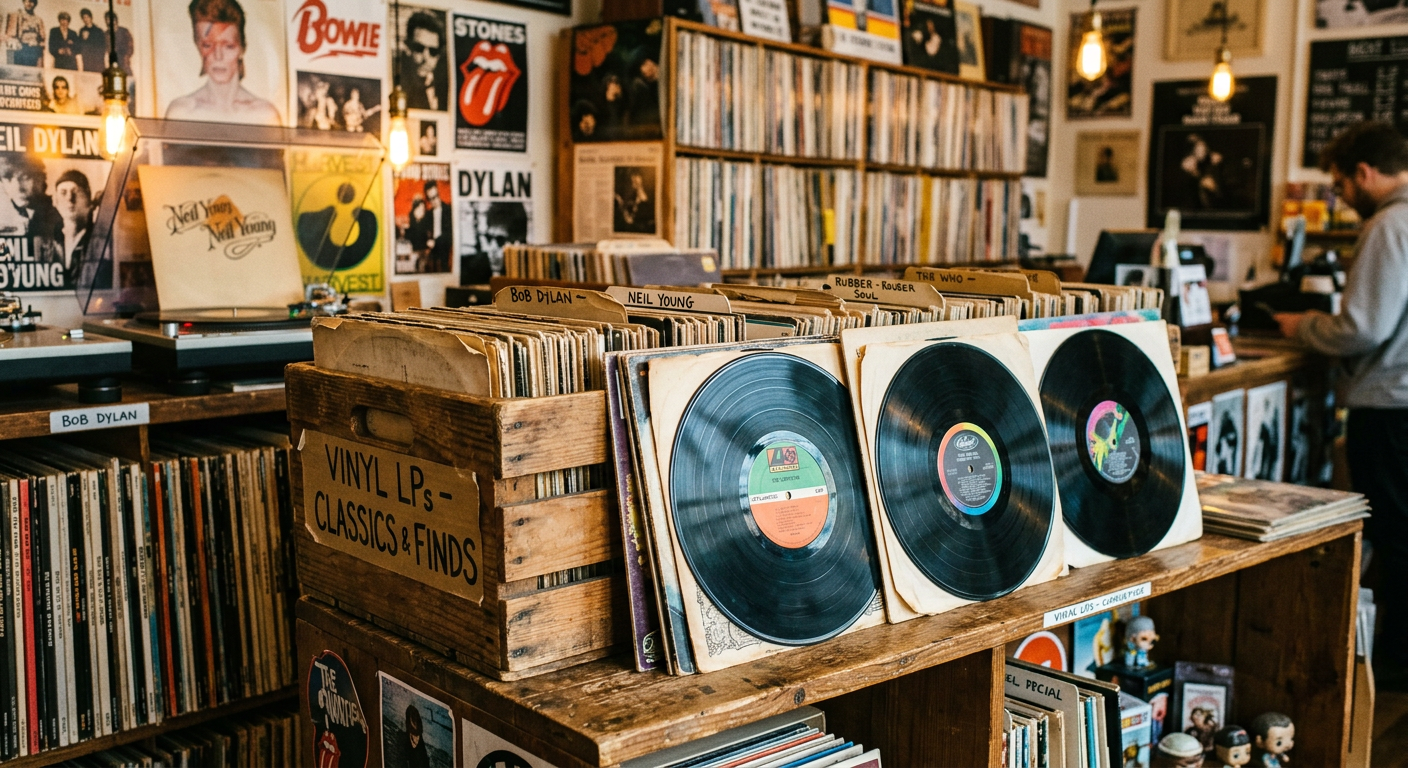 Vintage Vinyl-Schallplatten Sammlung in Holzkiste - wertvolle Pressungen