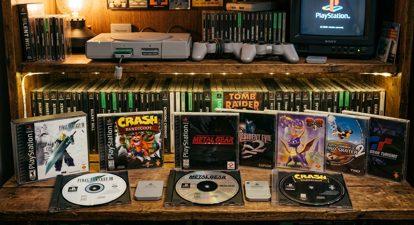 Wertvollste PlayStation 1 Spiele in einer Retro-Gaming-Sammlung