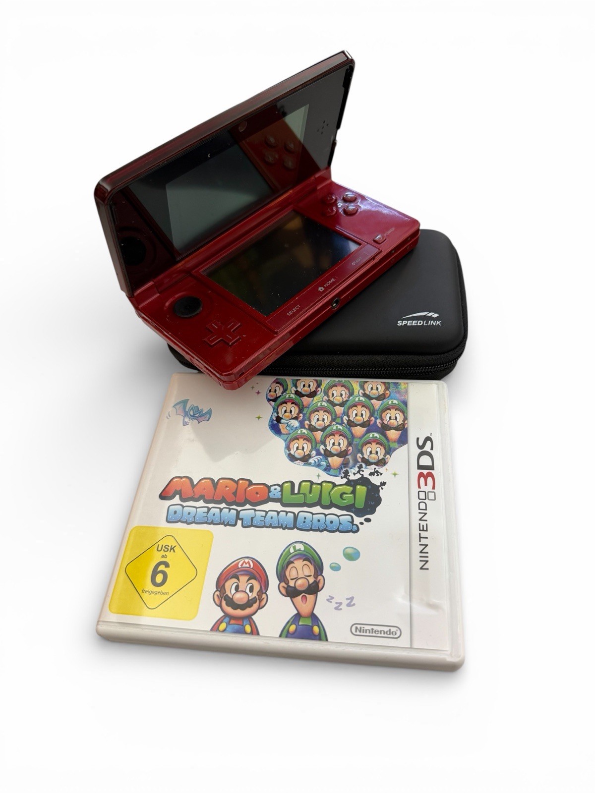 3DS Metallic Rot + Spiel, Tasche & Ladekabel – Nintendo 3DS