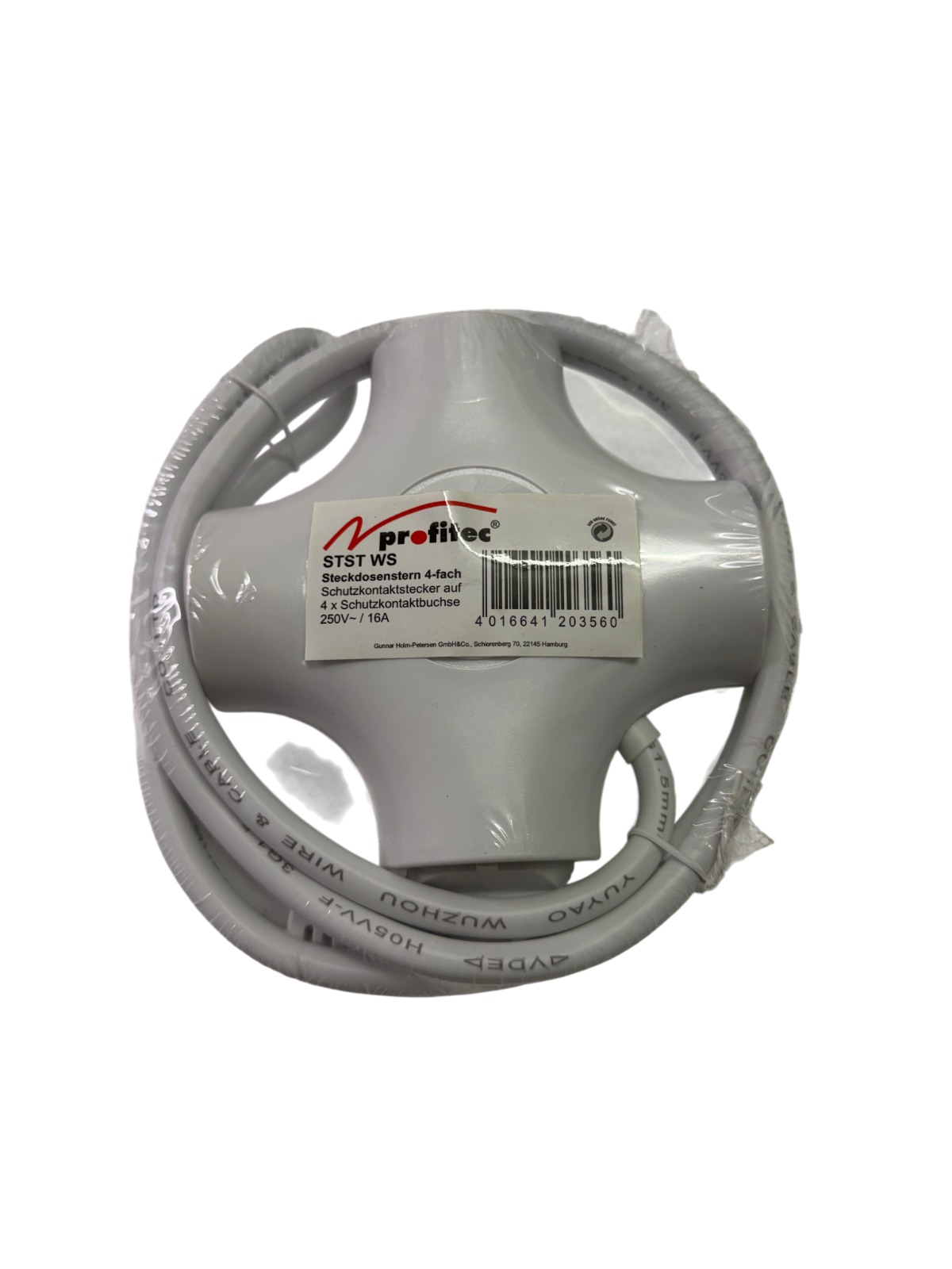 4-fach Steckdosenstern ProfiTec – Schutzkontakt Verteiler 250V / 16A, neu – Bild 2