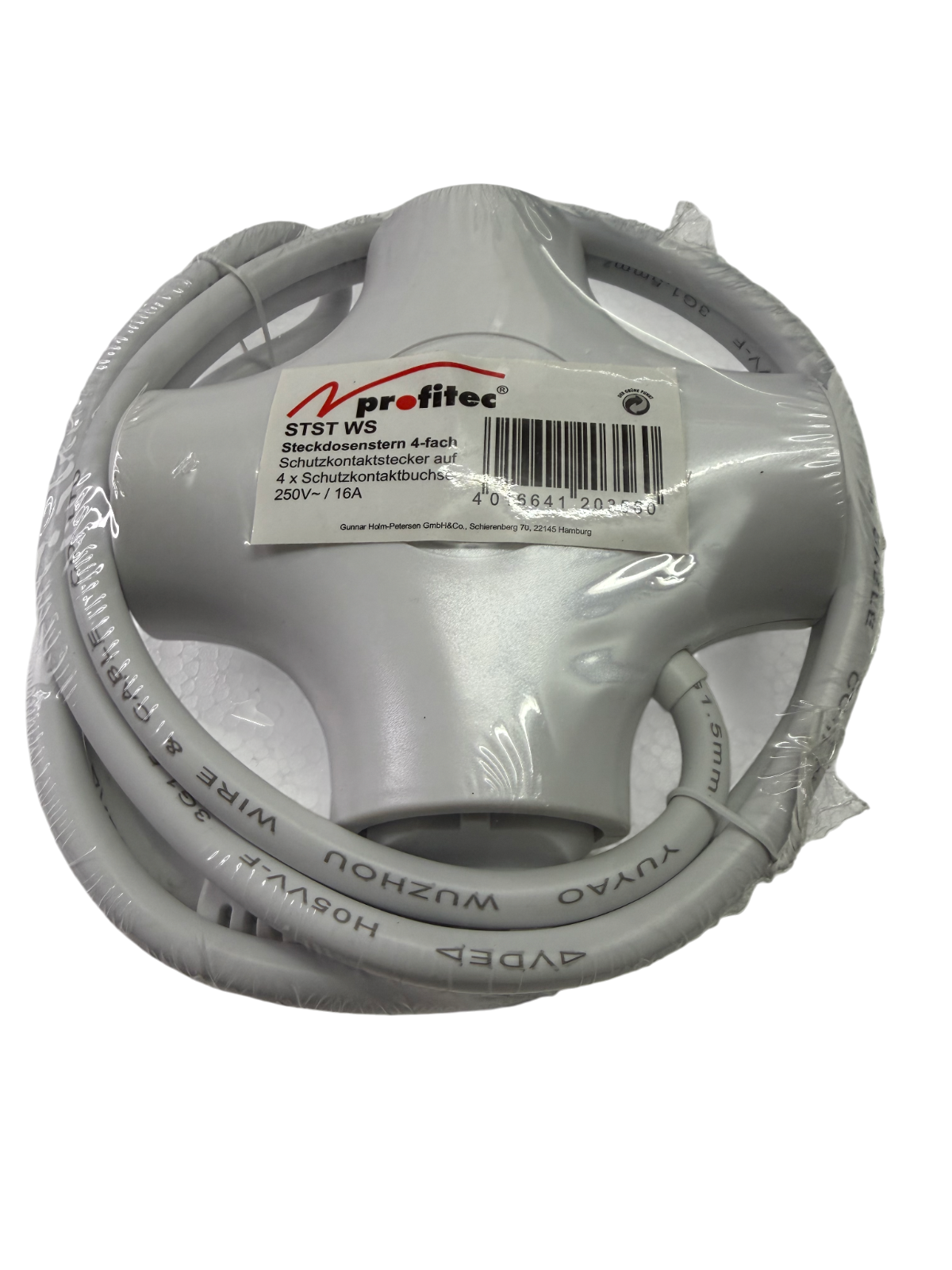 4-fach Steckdosenstern ProfiTec – Schutzkontakt Verteiler 250V / 16A, neu – Bild 3