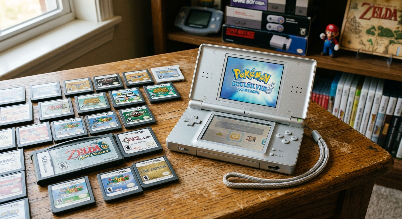 Seltene Nintendo DS Spiele Cartridges und DS Lite Konsole aus unserer Sammlung im Adler Kontor