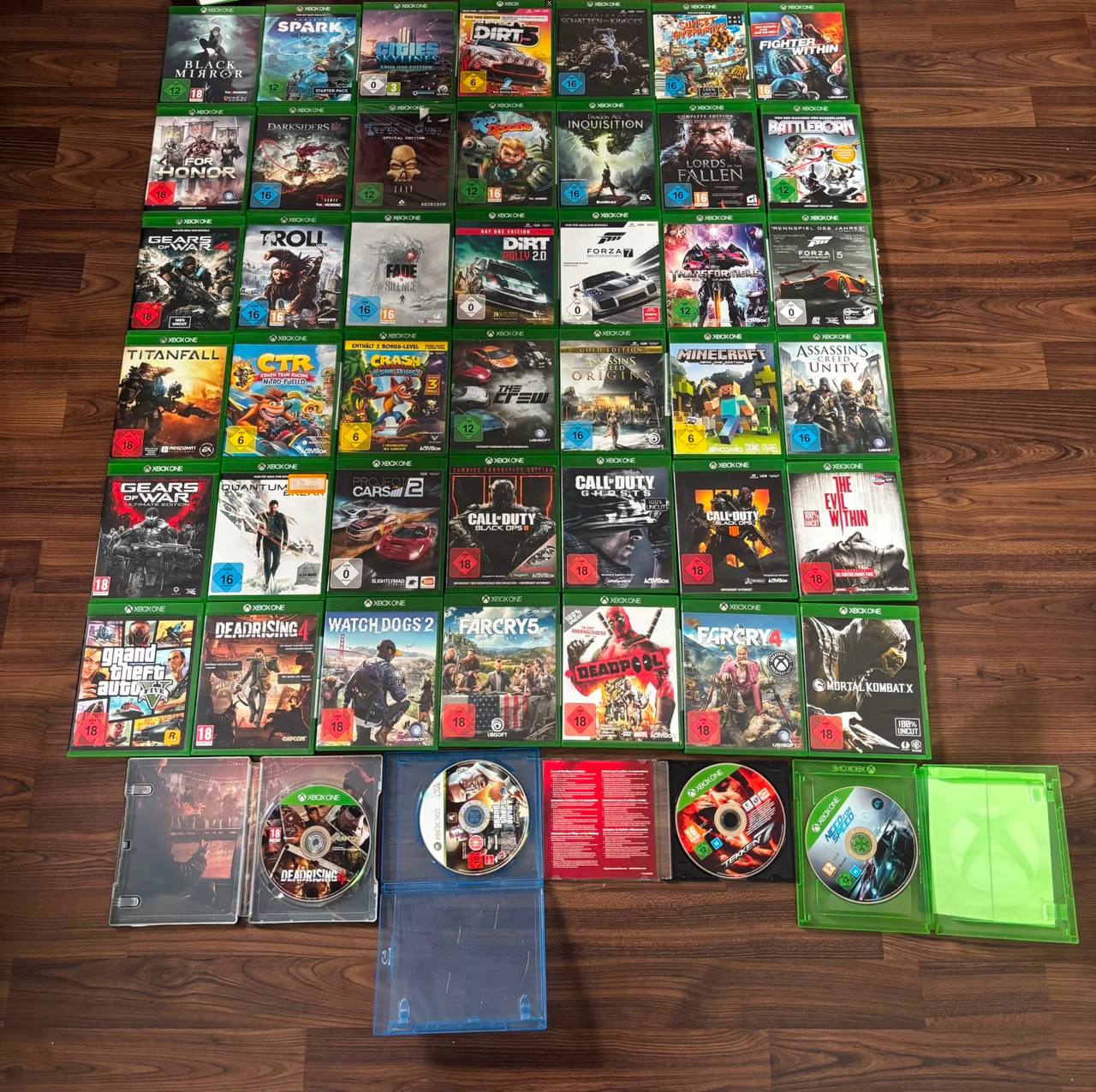 Große Xbox One Spielesammlung aus dem Adler Kontor – über 40 Titel darunter GTA V, Deadpool, Far Cry, Forza