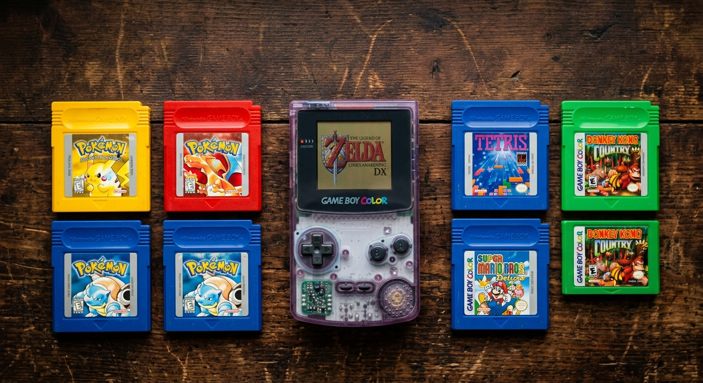 Bunte Game Boy Color Cartridges als Sammlerstücke